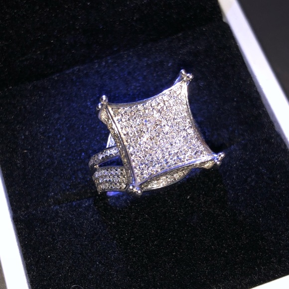 White gold statement real diamond ring free posh authenticate incl. mesmerizing! - Picture 7 of 9